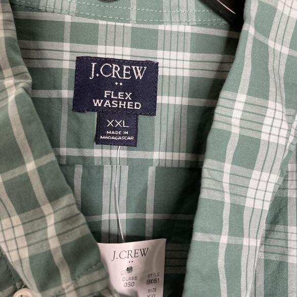 J Crew Shirt Mens 2XL Green Plaid Flex Washed Button Down Long Sleeve Casual NEW - Picture 3 of 7